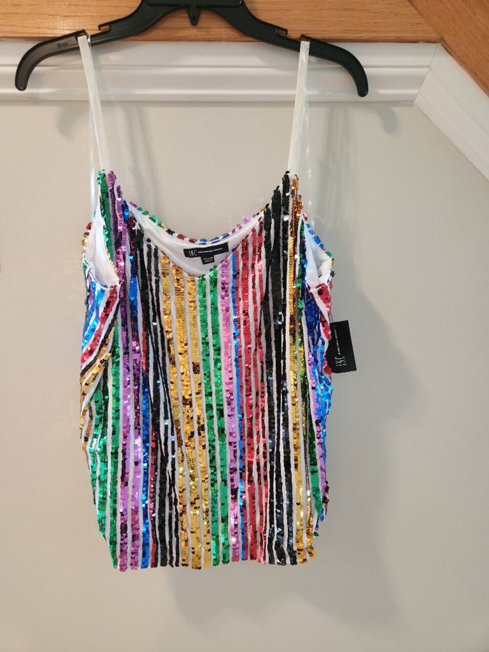 INC Rainbow Sequined Top Women's XXL